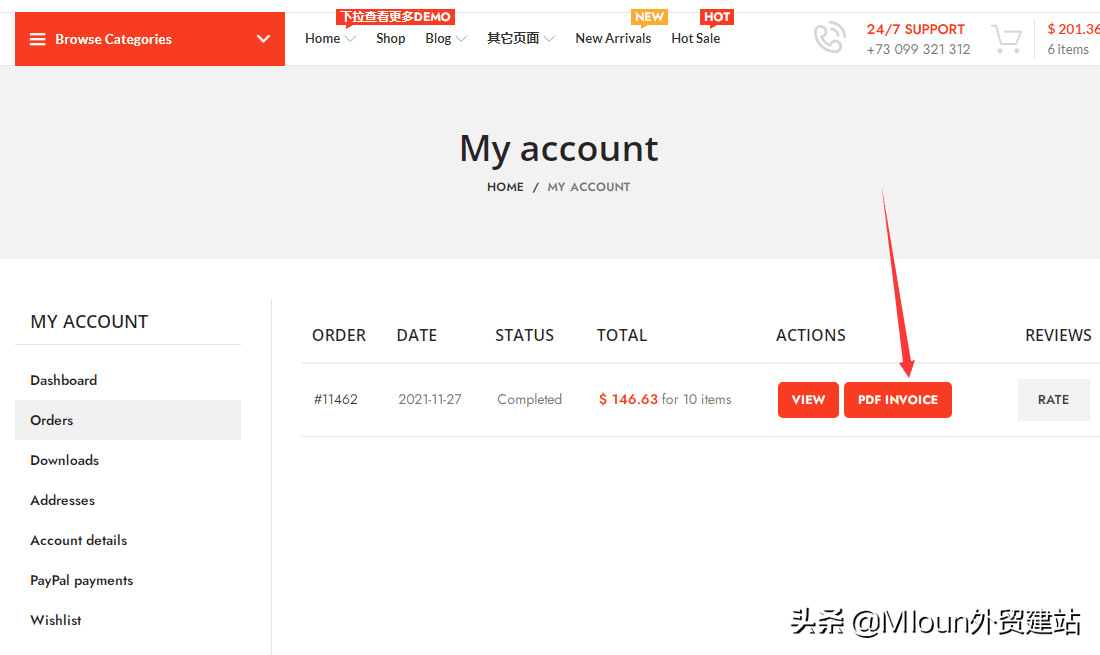 Wordpress外贸独立站PDF Invoice设置教程