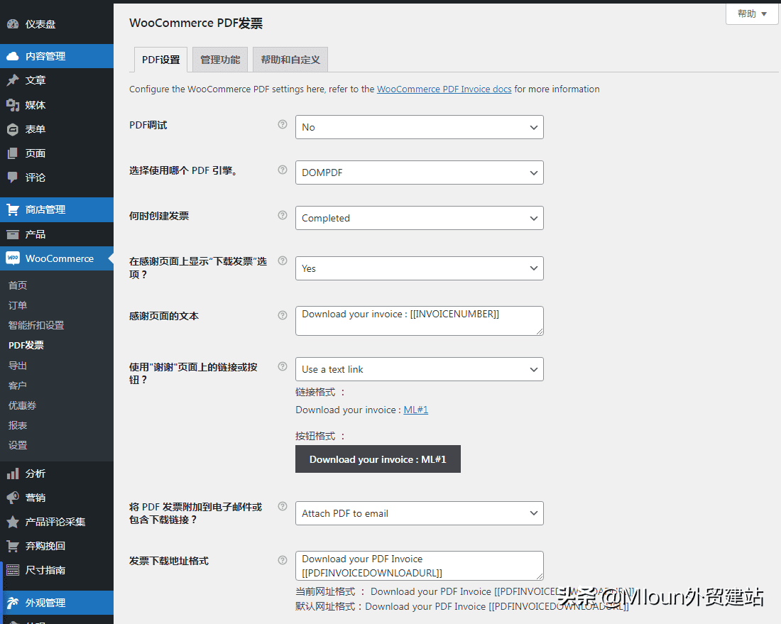 Wordpress外贸独立站PDF Invoice设置教程