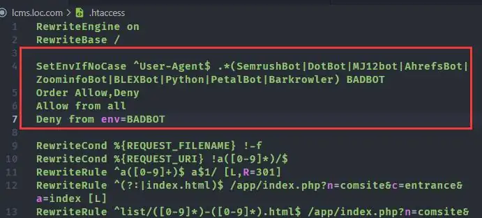 在伪静态中加入以下代码即可屏蔽垃圾蜘蛛访问