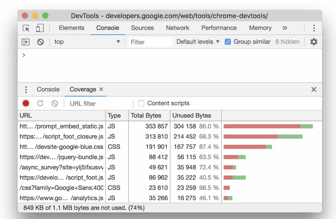 如何找到未使用 JS/CSS 并移除？