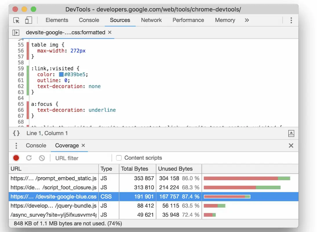 如何找到未使用 JS/CSS 并移除？
