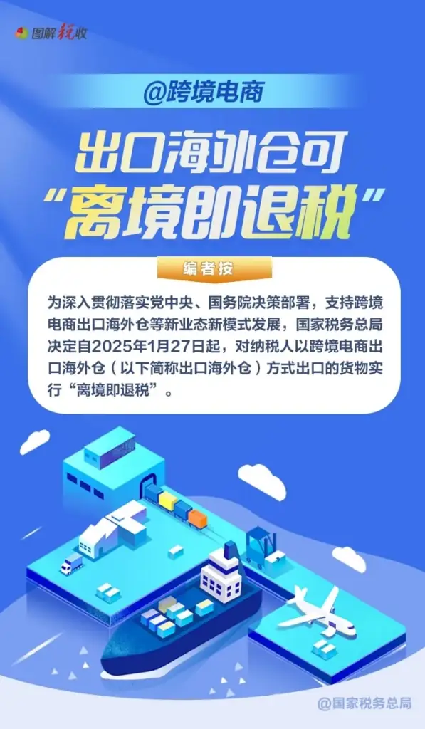 出口海外仓“离境即退税”是什么？如何办理？一图读懂→