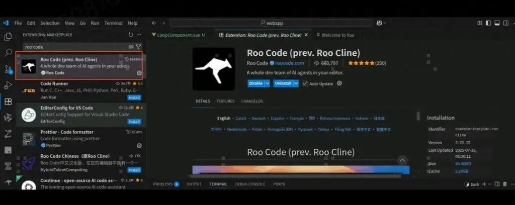 在 VS Code 中安装 Roo Code 并使用大模型开发