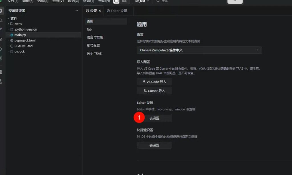 trae 配置 python 开发环境