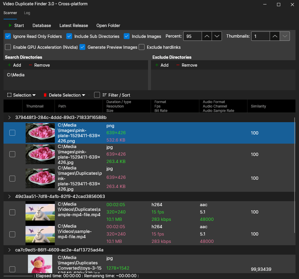 Video Duplicate Finder 视频去重神器：快速精准找出重复视频/图片，告别重复文件！