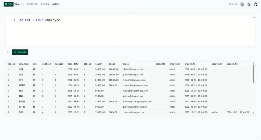 SQL Studio 免费开源、基于 Web 浏览器的轻量级数据库查询工具