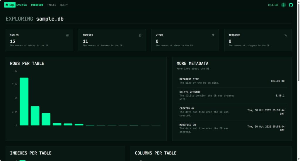 SQL Studio 免费开源、基于 Web 浏览器的轻量级数据库查询工具
