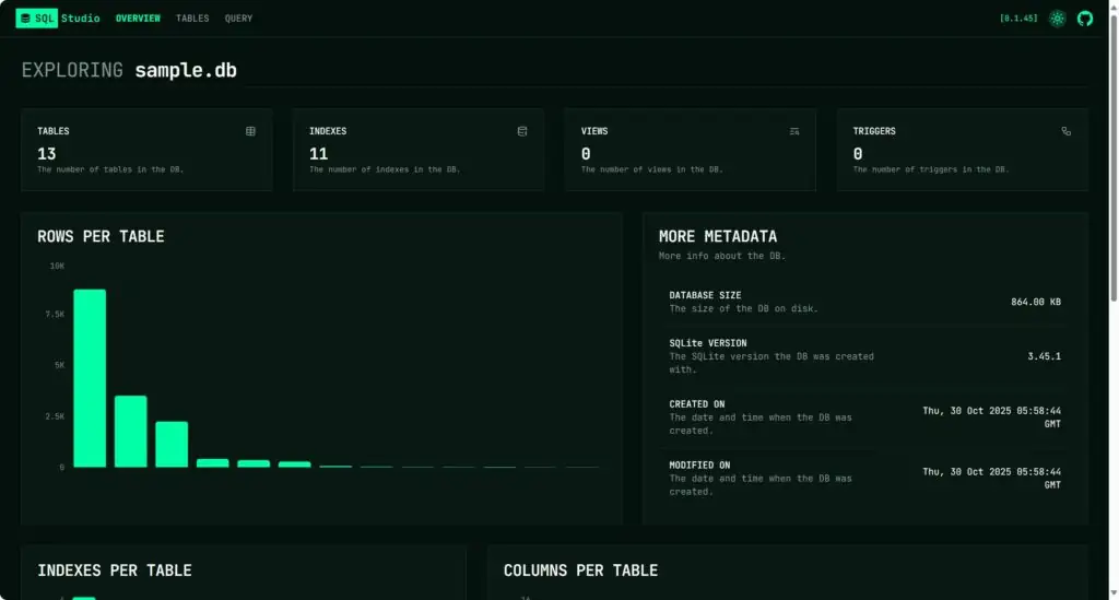 SQL Studio 免费开源、基于 Web 浏览器的轻量级数据库查询工具