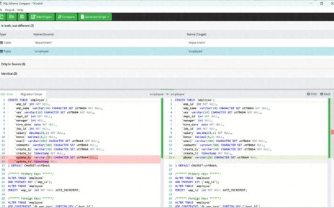 SQL Schema Compare：一款免费开源的数据库结构比较和同步工具