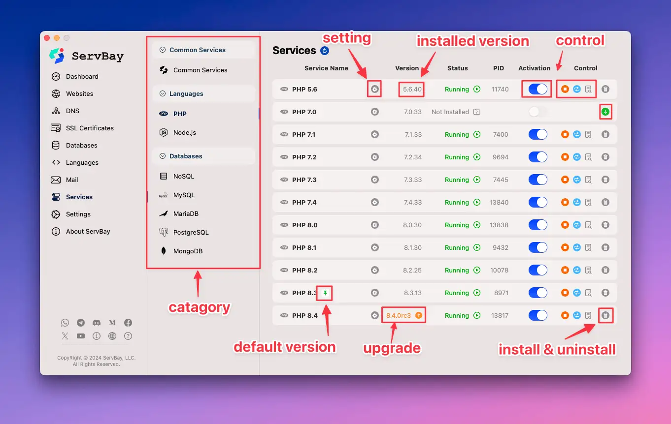 ServBay本地PHP Python Node.js MySQL PostgreSQL Ollama Web开发环境管理工具