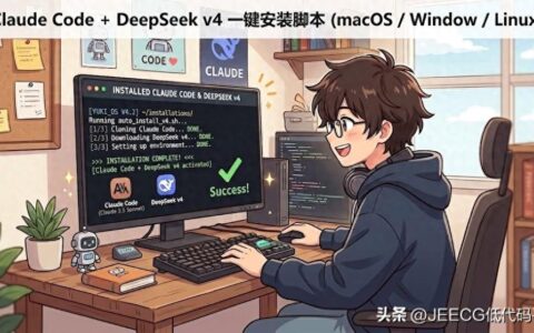 Claude Code + DeepSeek v4 一键安装脚本（支持 macOS / Windows / Linux，国内直连免翻墙）