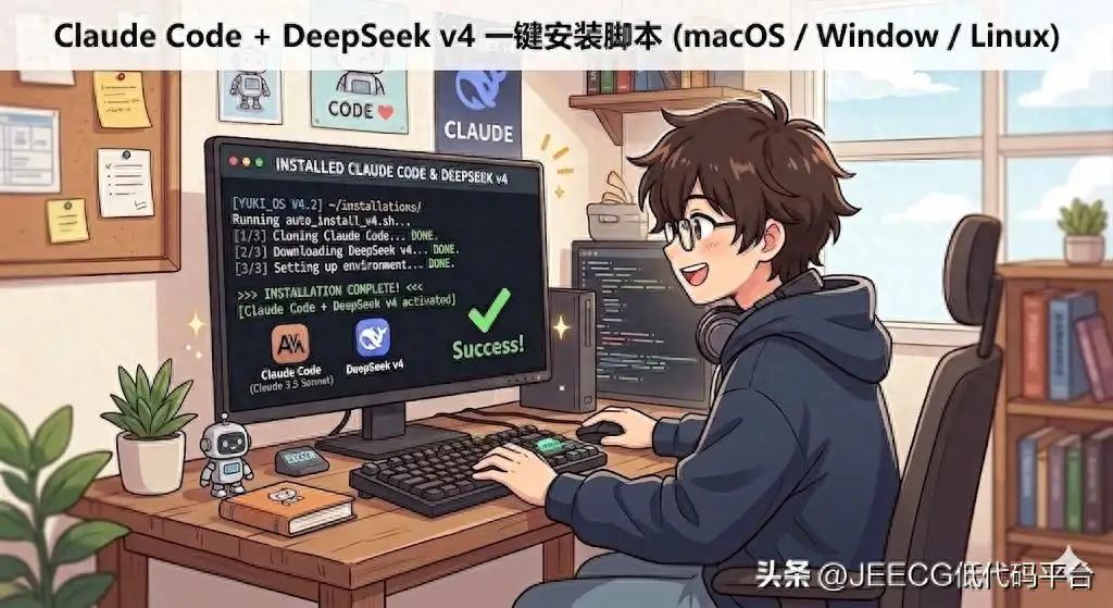 Claude Code + DeepSeek v4 一键安装脚本(支持 macOS / Windows / Linux,国内直连免翻墙)插图 Claude Code + DeepSeek v4 一键安装脚本(支持 macOS / Windows / Linux,国内直连免翻墙)